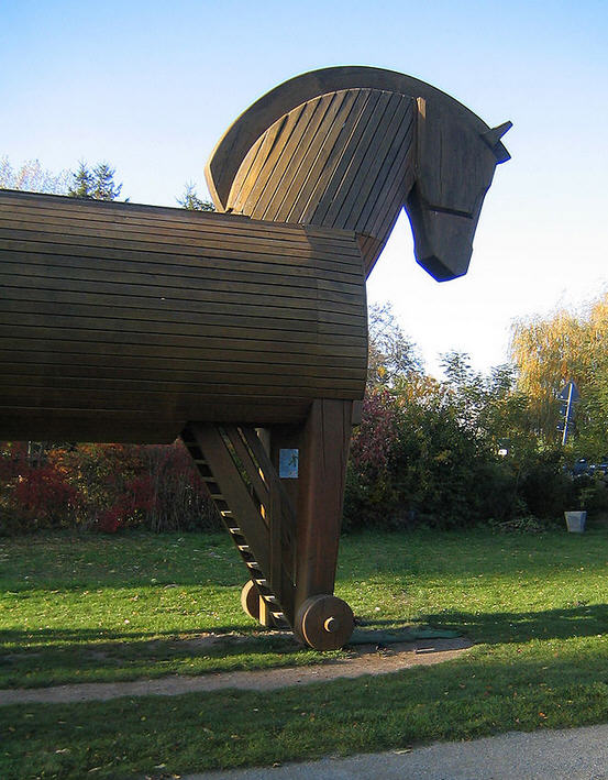 Depiction of the Trojan Horse at the Schlilemann Museum in Akershagen, Germany